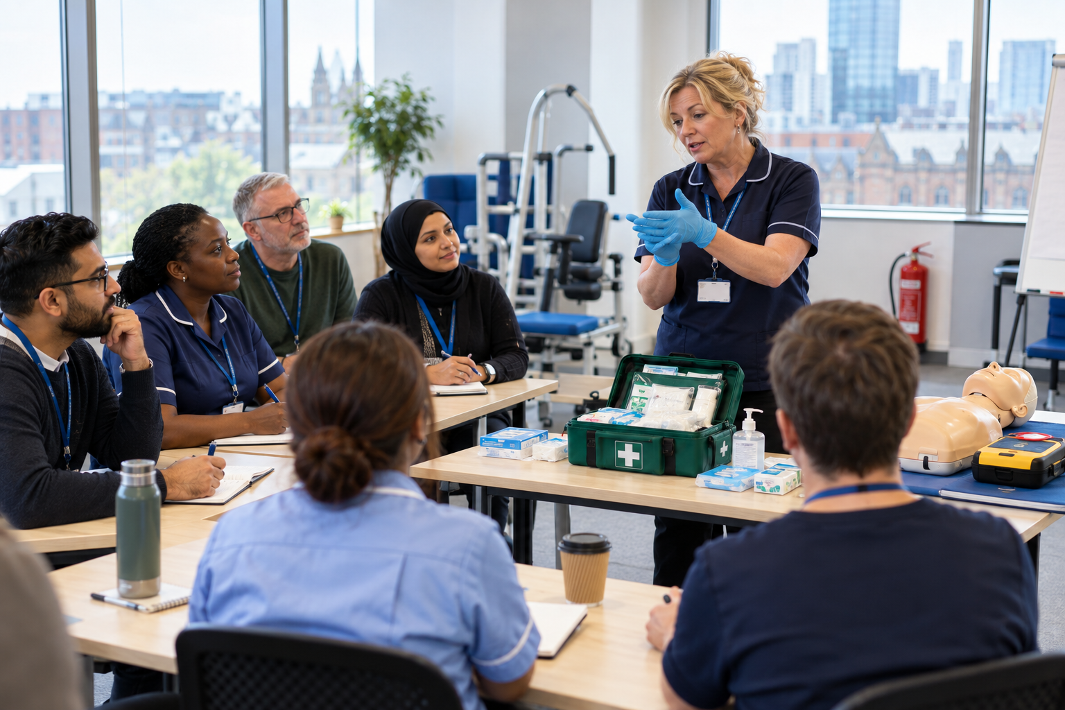 Health and social care staff taking part in a group training session in Manchester