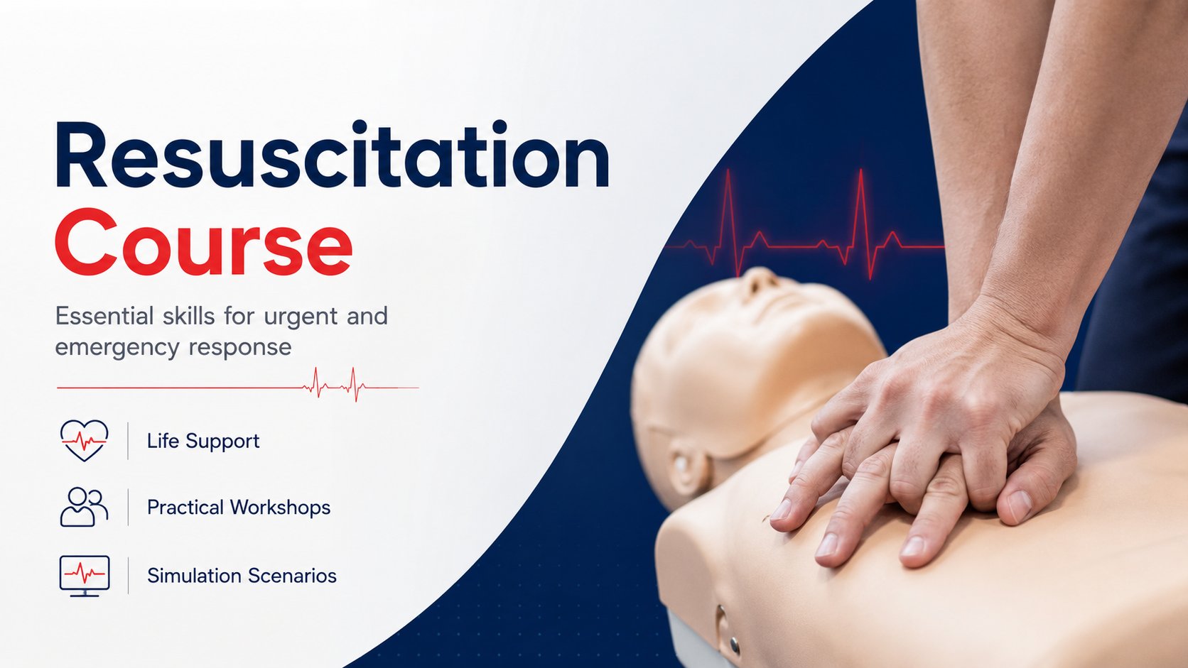 CPR training — manikin with AED defibrillator