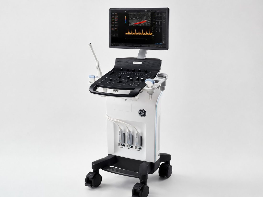 GE Versana Essential console with linear, curvilinear and cardiac probes